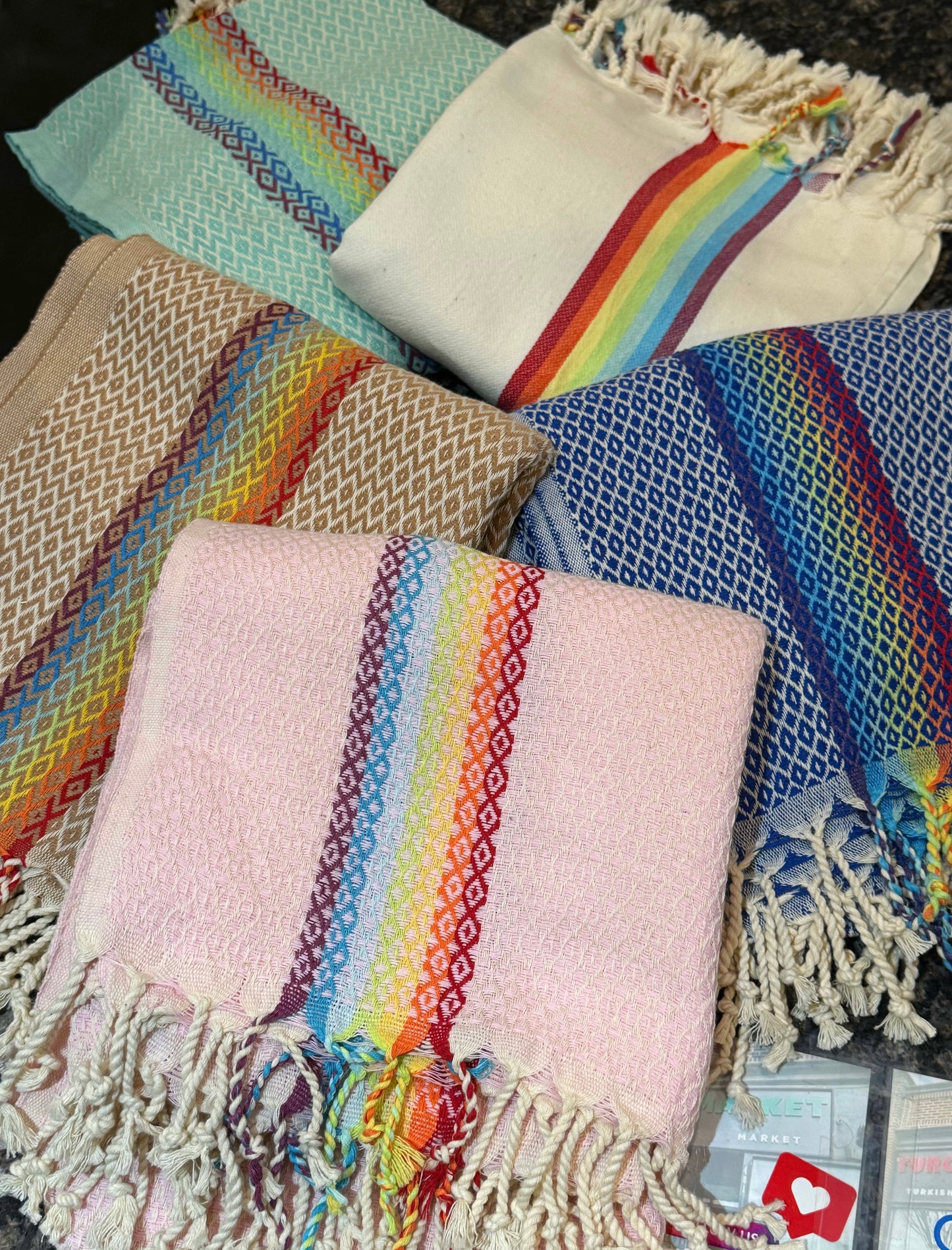 🌈100% Cotton Turkish Towels (Peshtemals) “Rainbow” Collection