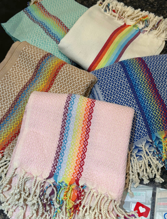 🌈100% Cotton Turkish Towels (Peshtemals) “Rainbow” Collection